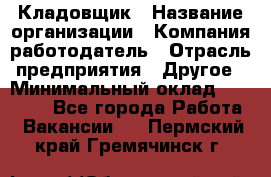 Кладовщик › Название организации ­ Компания-работодатель › Отрасль предприятия ­ Другое › Минимальный оклад ­ 15 000 - Все города Работа » Вакансии   . Пермский край,Гремячинск г.